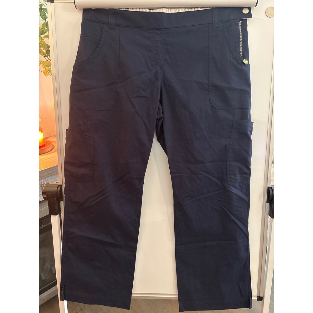 Kathy Peterson Navy Blue Cargo Scrub Pants Womens XL‎ Petite Cotton Blend NWOT